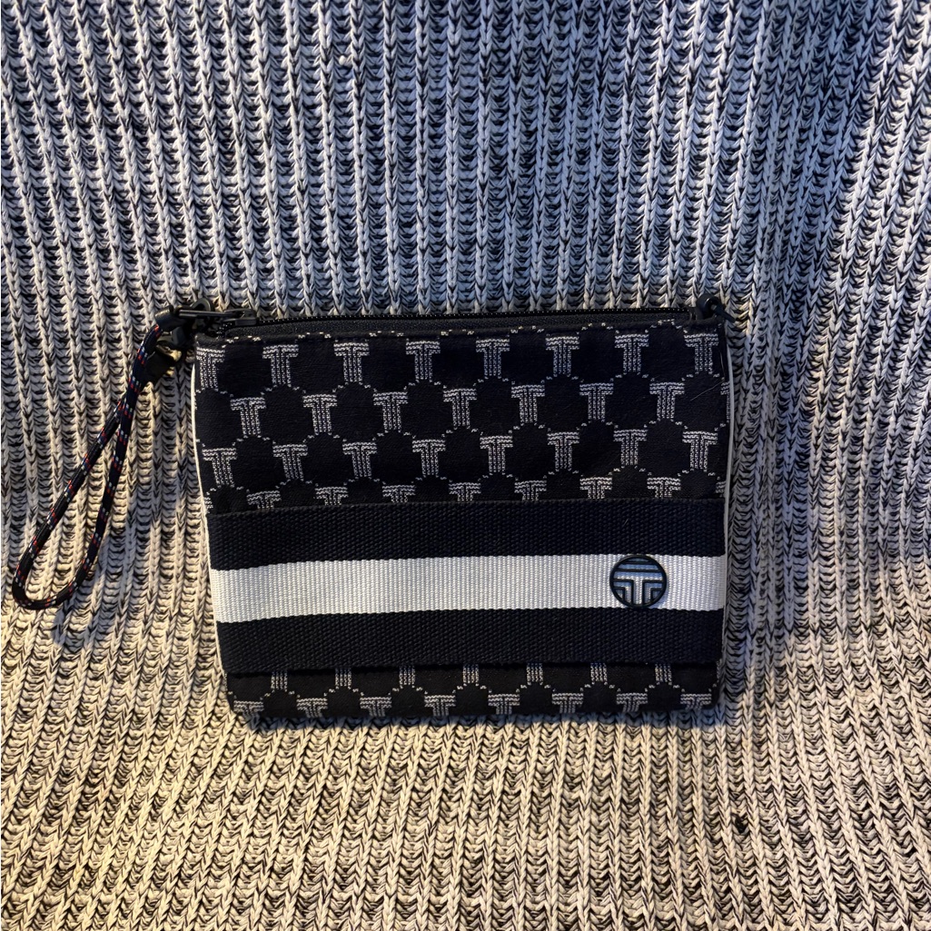 Tory Burch Blue And White Wristlet Bag